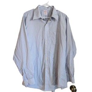 Brooks Brothers Original Non-Iron Polo Shirt Blue/White Stripe Mens L Traditiona